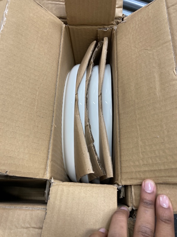 Photo 1 of AmorArc Ceramic Dinnerware Sets, Wavy Rim Stoneware Plates and Bowls Sets, Highly Chip and Crack Resistant | Dishwasher & Microwave Dishes set, Service for 4 (12pc) Angle White Service for 4 - 12 Pcs
