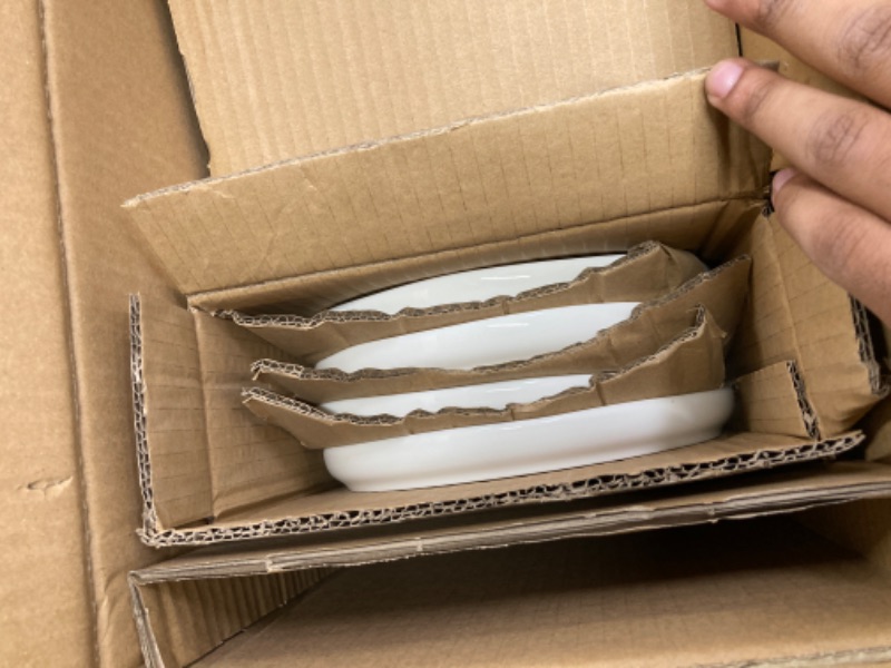 Photo 1 of AmorArc Ceramic Dinnerware Sets, Wavy Rim Stoneware Plates and Bowls Sets, Highly Chip and Crack Resistant | Dishwasher & Microwave Dishes set, Service for 4 (12pc) Angle White Service for 4 - 12 Pcs