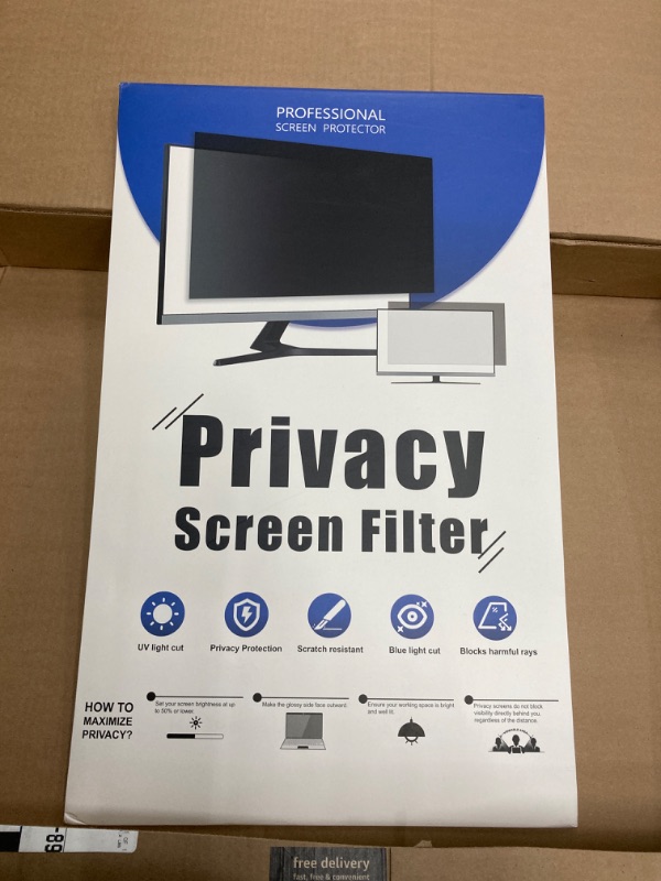 Photo 2 of [2 Pack] 27 Inch Privacy Screen Filter for 16:9 Widescreen Computer Monitor, Removable Eye Protection Anti Glare Blue Light Filter Privacy Shield, Upgraded Anti Spy Privacy Screen Protector Film 27 In [2 PACK] 27'' Privacy Screen (16:9)