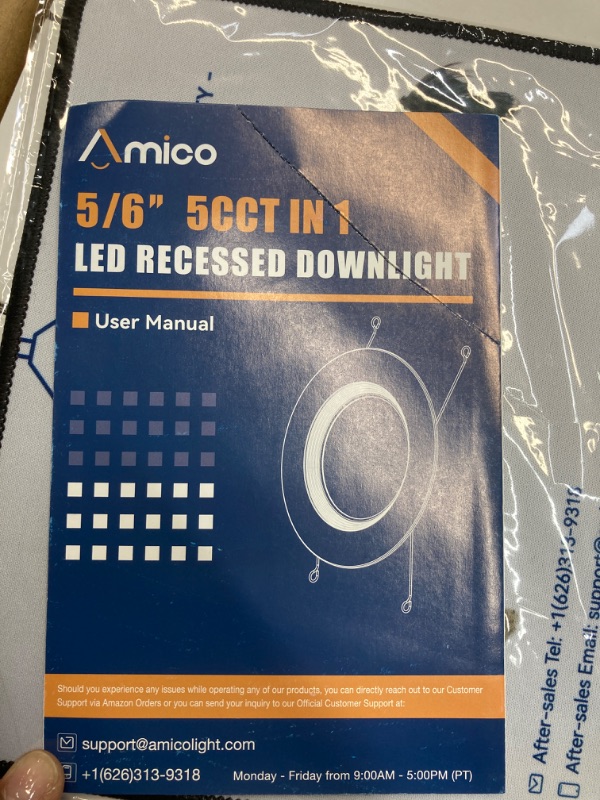 Photo 3 of Amico 5/6 inch 5CCT LED Recessed Lighting 20 Pack, Dimmable, IC Rated, 12.5W=100W, 950LM Can Lights with Baffle Trim, 2700K/3000K/4000K/5000K/6000K Selectable, Retrofit Installation - ETL & FCC