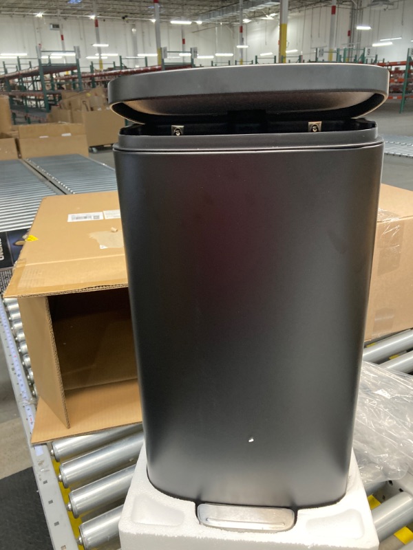 Photo 3 of 13 Gallon Kitchen Trash Can Soft Close with Anti - Bag Slip Liner and Lid, Use as Garbage Basket, Tall Dust Bin, or Decor in Bathroom, Restroom, Kitchen, or Bedroom (13 Gallon, Matte Black) 50L / 13 Gallon Matte Black