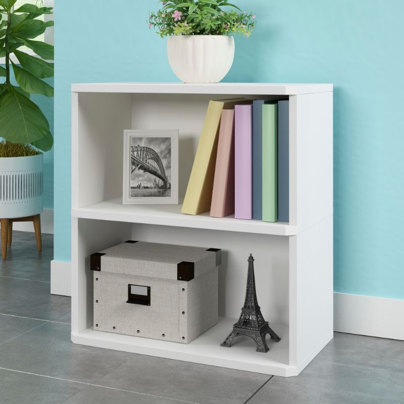 Photo 1 of WAY BASICS Duo Rectangle 2 Tier Bookshelf - Display Shelf Unit (12 X 22.8 X 24.7) White