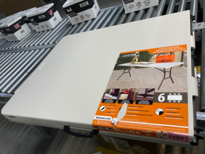 Photo 1 of 6 ft. Fold-in-Half Table: Almond