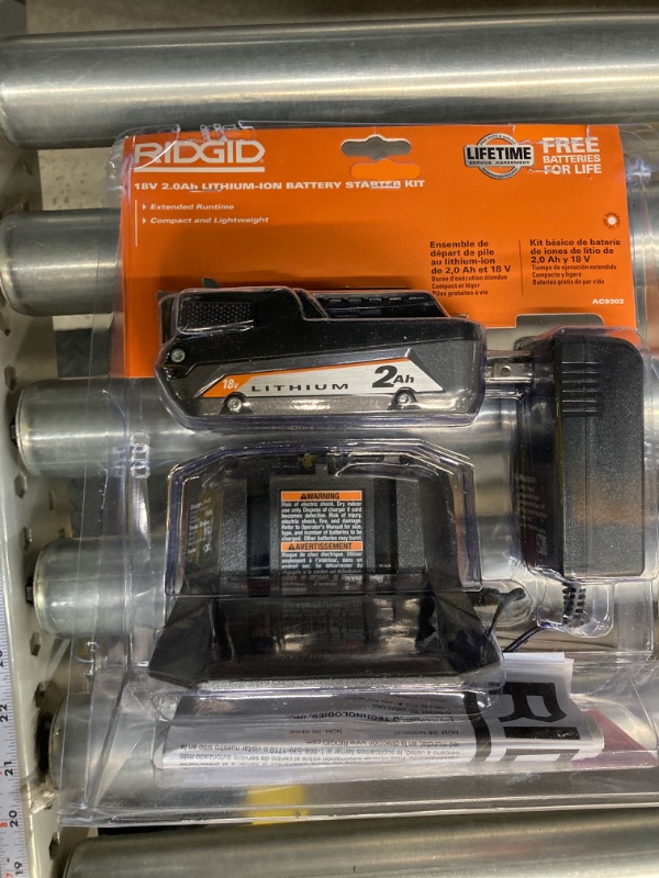 Photo 3 of RIDGID 18V Lithium-Ion 2.0 Ah Battery Starter Kit