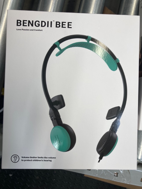 Photo 1 of Bee Off Ear Headphones, Max Comfort Ear Speakers, Noncontact Earpieces, Lightweight Open Ear Headsets, Microphone, 3.5mm Jack for School/Teens/Kids/Phone/Tablet/Laptop, Korean Made, BLUE GREEN