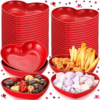 Photo 1 of 50 Pack Valentine's Day 6 Inch Heart Shaped Sauce Dish Red Mini Seasoning Dishes Small Plastic Heart Shaped Bowl Snack Plate Appetizer Plates Sushi Dipping Bowl for Wedding Birthday Party