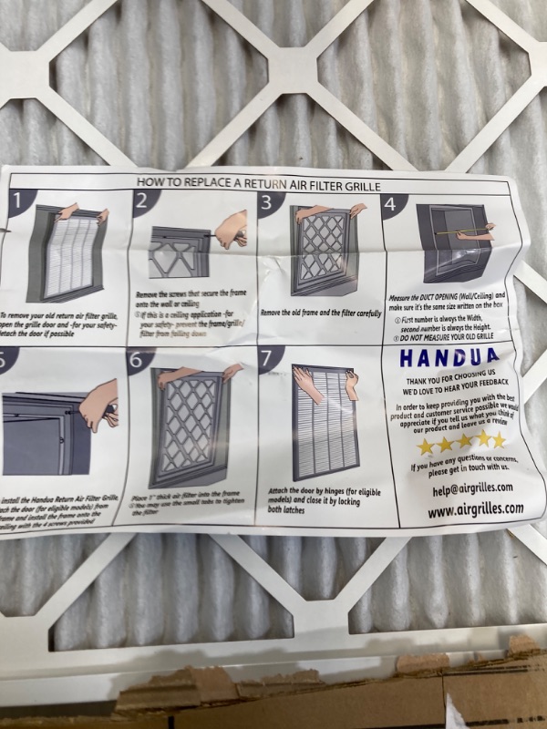 Photo 3 of 20"W x 20"H [Duct Opening Measurements] Steel Return Air Filter Grille [Removable Door] for 1-inch Filters | Vent Cover Grill, White | Outer Dimensions: 22 5/8"W X 22 5/8"H for 20x20 Duct Opening Duct Opening style: 20 Inchx20 Inch