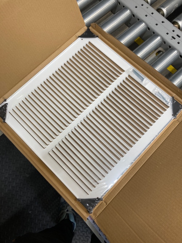 Photo 2 of 14"W x 14"H [Duct Opening Measurements] Steel Return Air Grille | Vent Cover Grill for Sidewall and Ceiling, White | Outer Dimensions: 15.75"W X 15.75"H for 14x14 Duct Opening Duct Opening Size: 14"x14"