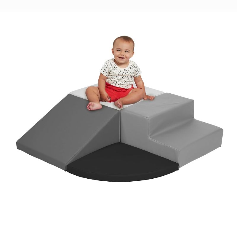 Photo 1 of Factory Direct Partners SoftScape Toddler Playtime Corner Climber, Indoor Active Play Structure for Toddlers and Kids, Safe Soft Foam for Crawling and Sliding (4-Piece) - Gray/Light Gray, 11619-GYLG
