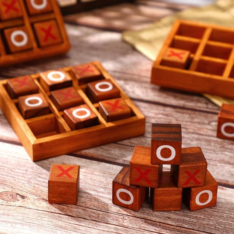 Photo 1 of 3 Pcs Tic Tac Toe for Kids and Adults 4.5'' Coffee Table Games Living Room Decor and Desk Decor Family Games Night Classic Board Games Wood Rustic for Families Size 4.5 Inch