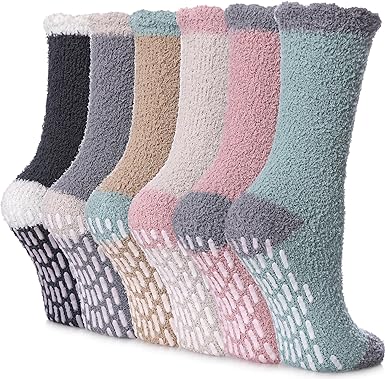 Photo 1 of FNOVCO Non Slip Socks for Women Winter Warm Cozy Fuzzy Slipper Socks Soft Fluffy Hospital Socks with Grips