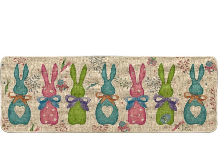 Photo 1 of Artoid Mode Colorful Rabbit Carrots Eggs Happy Easter Doormat, Seasonal Spring Home Decor Low-Profile Switch Rug Door Mat Floor Mat for Indoor Outdoor 17x47 Inch