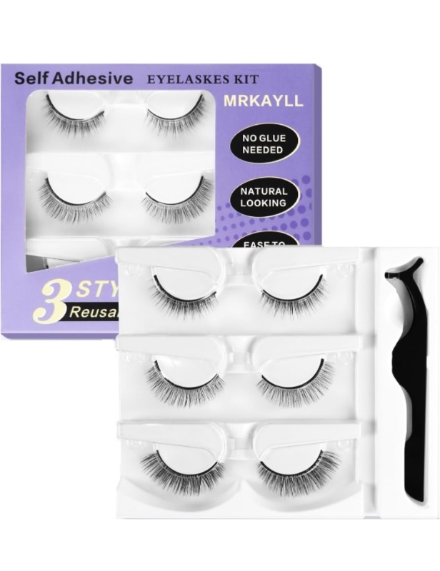 Photo 1 of 6Pcs Self adhesive eyelashes,False Eyelashes Natural Look,reusable adhesive eyelashes,reusable self adhesive eyelashes-Waterproof wispy lashes with Tweezers - No Glue Needed! Gift for Beginners