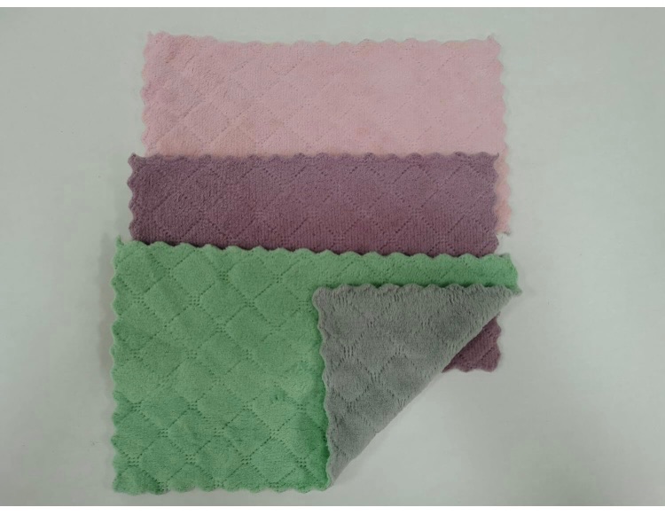 Photo 1 of 10 Piece Kitchen Cloth Dish Towel Super Absorbent Coral Fleece Dish Towel Premium Dishcloth Non-Oil Washable Quick Drying (Green-Gray Pink-Gray, Purple-Gray)  6 packs