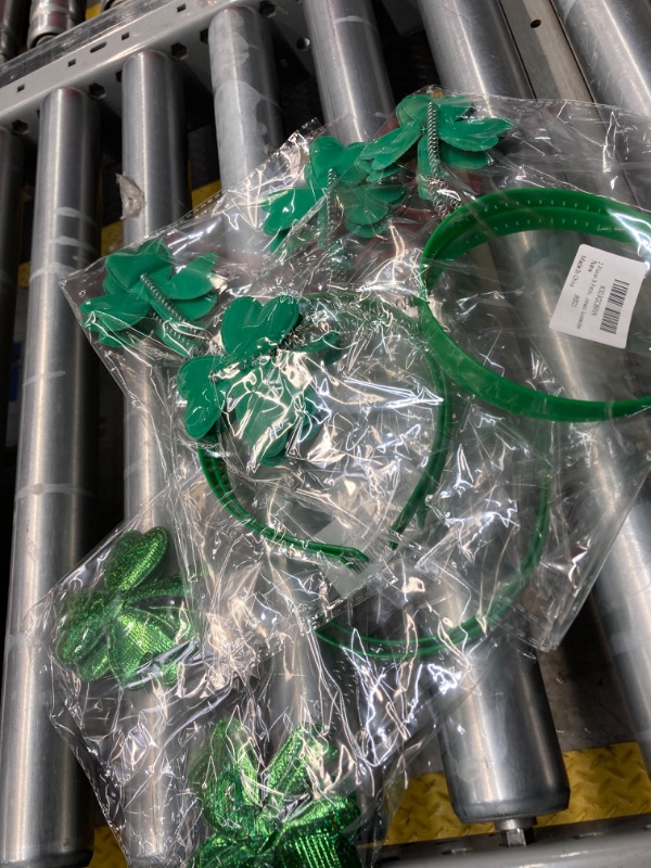 Photo 2 of 2 Pieces St Patrick's Day Shamrock Headbands Green Clover Plain Hair Hoops Band Head Boppers Irish Party Costume Accessories 3 packs 