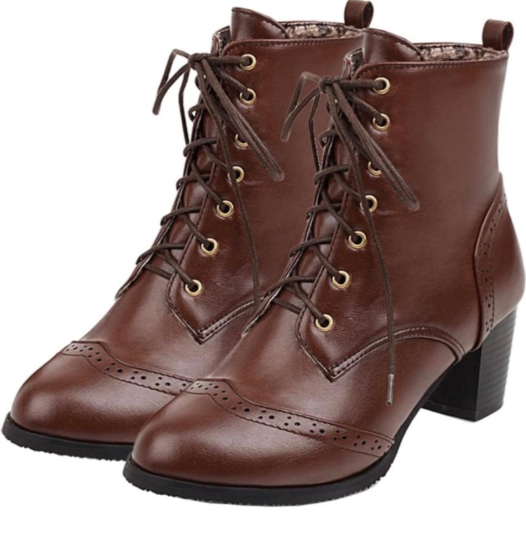 Photo 1 of 6.5 Women's Lace Up Booties Chunky Heel Ankle Boots Side Zip Short Boots Dress Shoes