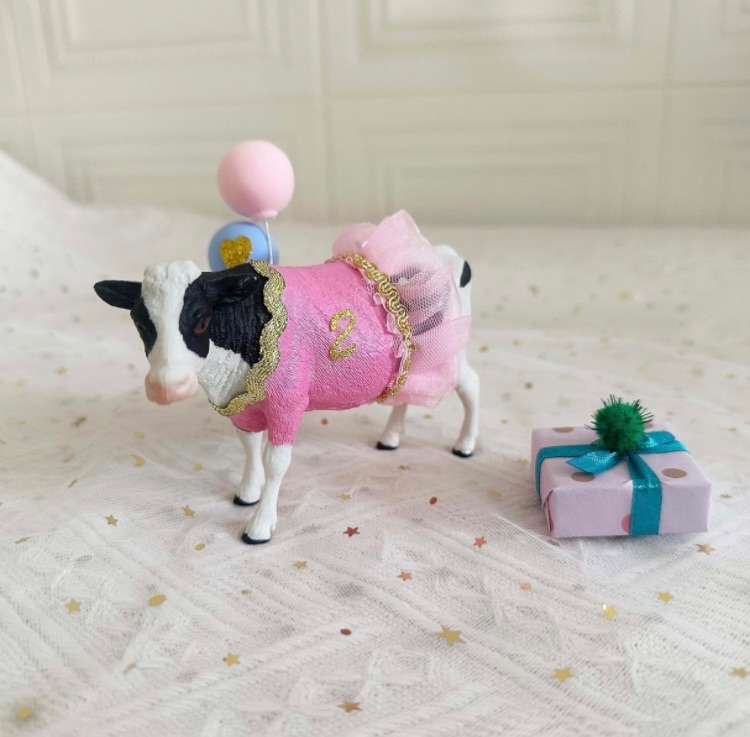 Photo 1 of Cow Cake Topper, Qoadwem Watercolor Pink Cow Cake Topper With Tutu For Girls For Farm Cow Cake Decorations Baby Shower Cow Themed Birthday Party Supplies for Girls (dress type)