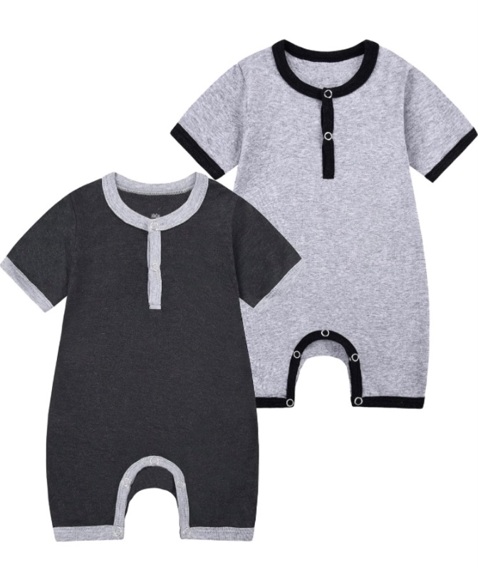 Photo 1 of ABeCue Baby Boy Romper Newborn Girl Jumpsuit Unisex Infant Summer Onesies Set Solid Color