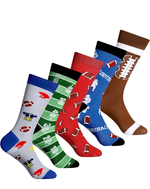 Photo 1 of 5 Pairs Novelty Football Socks Sports Funny Casual Crew Socks Gift for Men Women Teens Multicolor