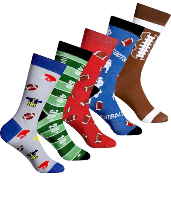 Photo 1 of 5 Pairs Novelty Football Socks Sports Funny Casual Crew Socks Gift for Men Women Teens Multicolor