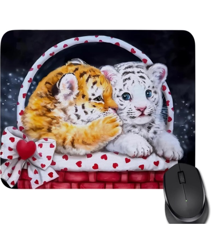 Photo 1 of Animal Mouse Pad Gift for Animal Lovers Classic Cartoon Mouse Pad Cute Animal Rectangular Non-Slip Rubber Mouse Pad 10.2"x8.3" Inches Animal Walk Mouse Pad (Tiger Pad)