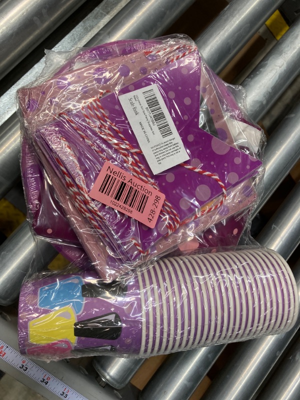 Photo 1 of 102 Piece spa party supplies for girls girls spa party favors set Including Banner, Plates, Cups, Napkins and Tablecloth, spa party decorations, girls spa party supplies Serves 25 with spa party packs