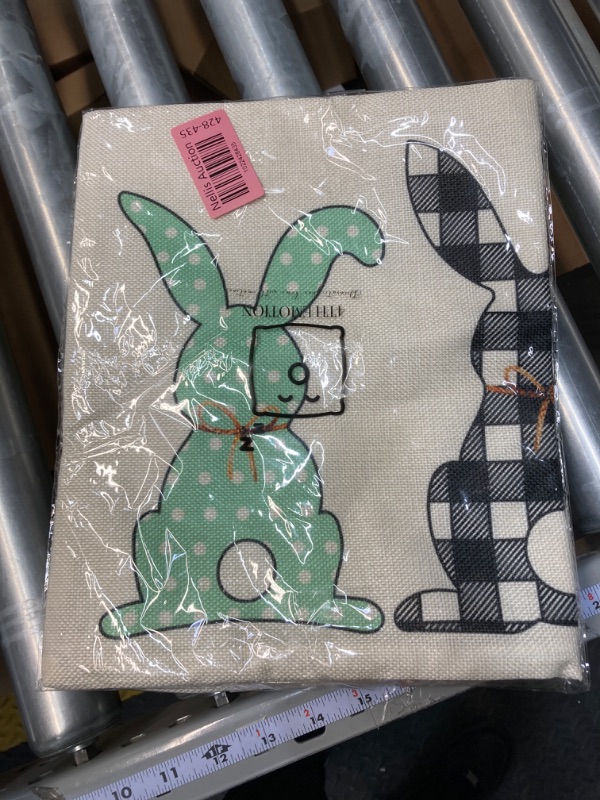 Photo 1 of 2 4TH Emotion Buffalo Easter Bunny Lumbar Pillow Cover 12x20 Inches Spring Farmhouse Decorations Funny Rabbit Holiday Decor Throw Cushion Case for Home Couch Polyester Linen TH092