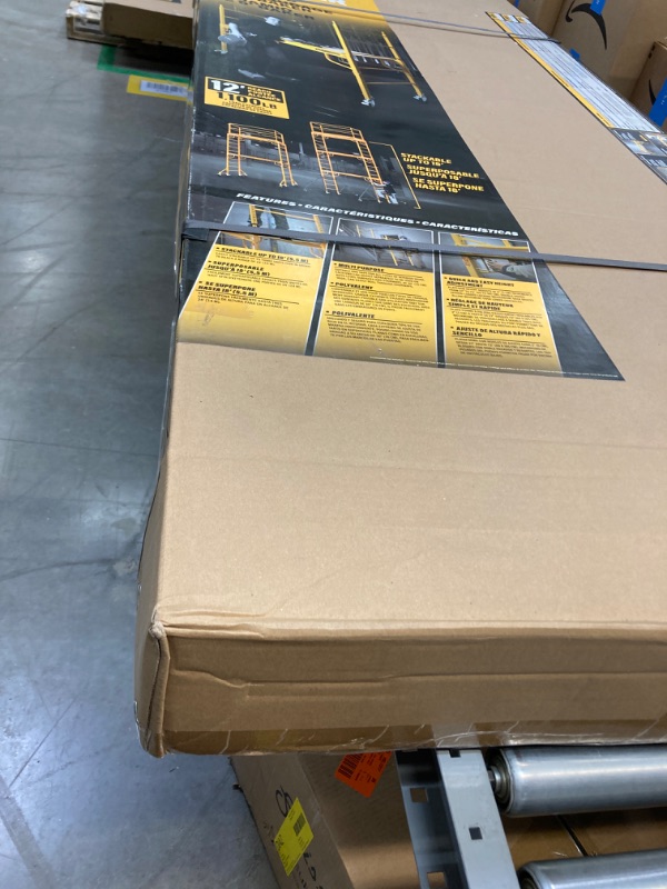 Photo 1 of MetalTech Baker Adjustable Steel Platform Jobsite Series 6 Feet Tall Mobile Scaffolding Ladder with Locking Caster Wheels, Yellow