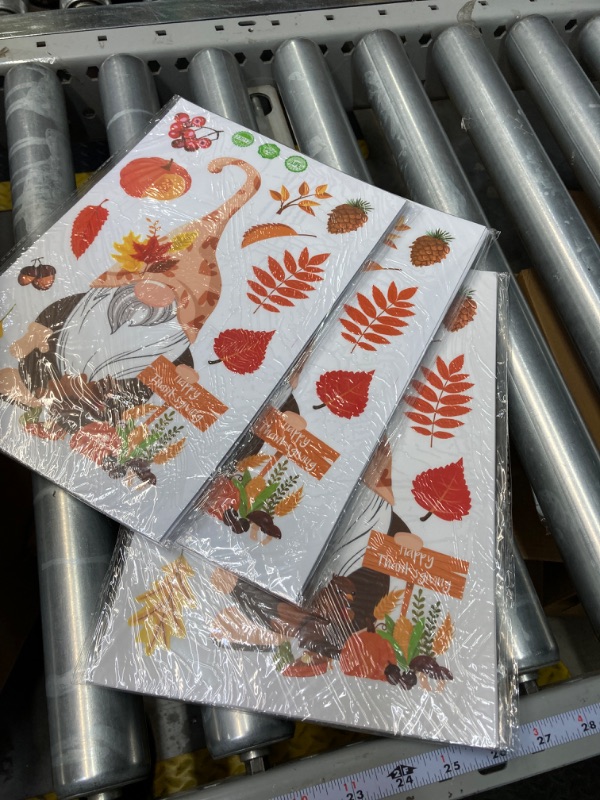 Photo 2 of (3 Pack) Tomario 180+ Large Fall Window Clings Sticker, Fall Decal with Reusable Maple Leaves Pumpkin Stickers for Autumn Thanksgiving Day Decoration