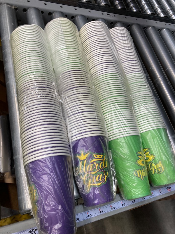 Photo 2 of 60 Pcs Mardi Gras Paper Cups,2 Styles 12 oz Disposable Paper Coffee Cups Bulk Hot/Cold Beverage Drinking Cup for Mardi Gras Carnival Themed Party Supplies Decoration