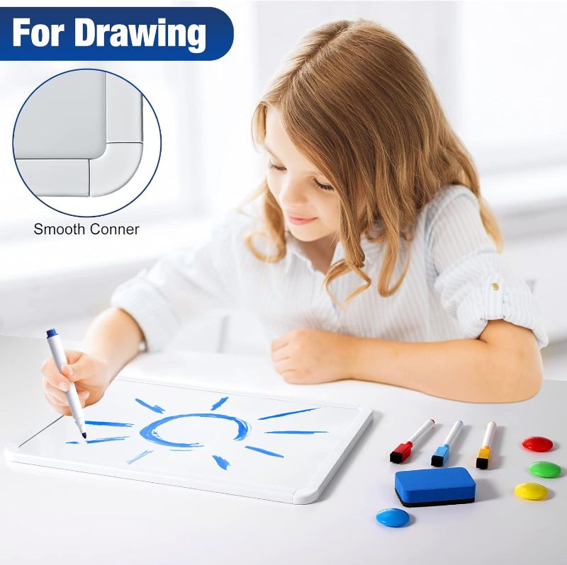 Photo 1 of 1 Small Dry Erase Whiteboard 10x14 Inches Magnetic Whiteboard Magnetic Dry Erase Board with Dry Erase Markers, Magnets and 1 Dry Eraser for Kids Students School Office Home