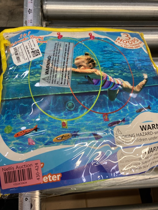 Photo 1 of 23PCS Pool Toys Games-3 Diving Through Swim Rings for Kids 3,4,5,6,7,8,9,10,11,12 Adults+Dive Torpedoes&Gems,Accessories with Flamingo Buoys&Sandbags,Underwater Training Water Swimming Sport Gifts
