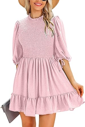 Photo 1 of Infashule Women's Cute Summer/Autumn Dresses Puff Sleeve Tiered Ruffle Flare A Line Swing Mini Dress https://a.co/d/06MrqcXF