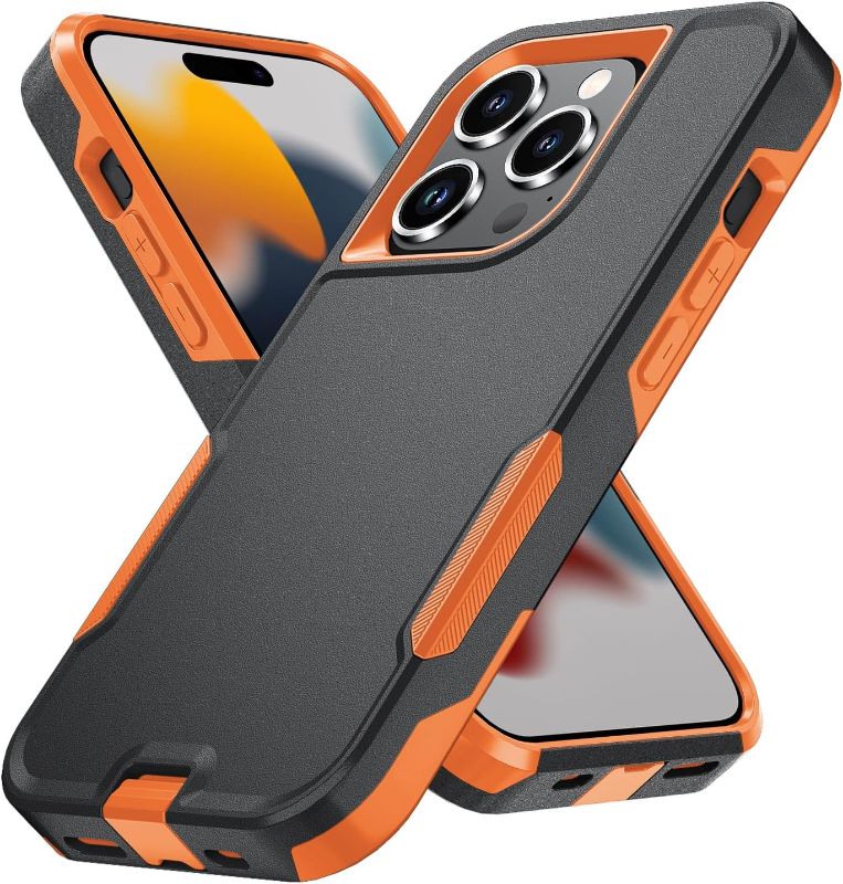 Photo 1 of Lodtmbzmg for iPhone 15 Pro Max Case [Shockproof] [Dropproof],Pocket-Friendly, with Port Protection,Heavy Duty Protection Phone Case Cover for Apple iPhone 15 Pro Max 6.7 inch (Black/Orange) https://a.co/d/05qaxMqm