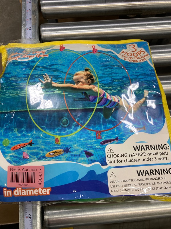 Photo 1 of 23PCS Pool Toys Games-3 Diving Through Swim Rings for Kids 3,4,5,6,7,8,9,10,11,12 Adults+Dive Torpedoes&Gems,Accessories with Flamingo Buoys&Sandbags,Underwater Training Water Swimming Sport Gifts
