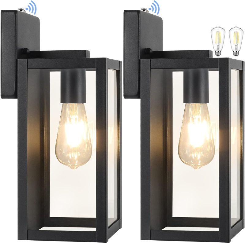 Photo 1 of ***(ONLY 1 LIGHT)***
PACK DUSK TO DAWN OUTDOOR WALL LIGHT FIXTURES WITH 2 LED BULBS, EXTERIOR WALL MOUNT LANTERNS WATERPROOF, WALL SCONCES IN MATTE BLACK ANTI-RUST WALL LAMPS WITH CLEAR GLASS FOR DOORWAY PORCH GARAGE
