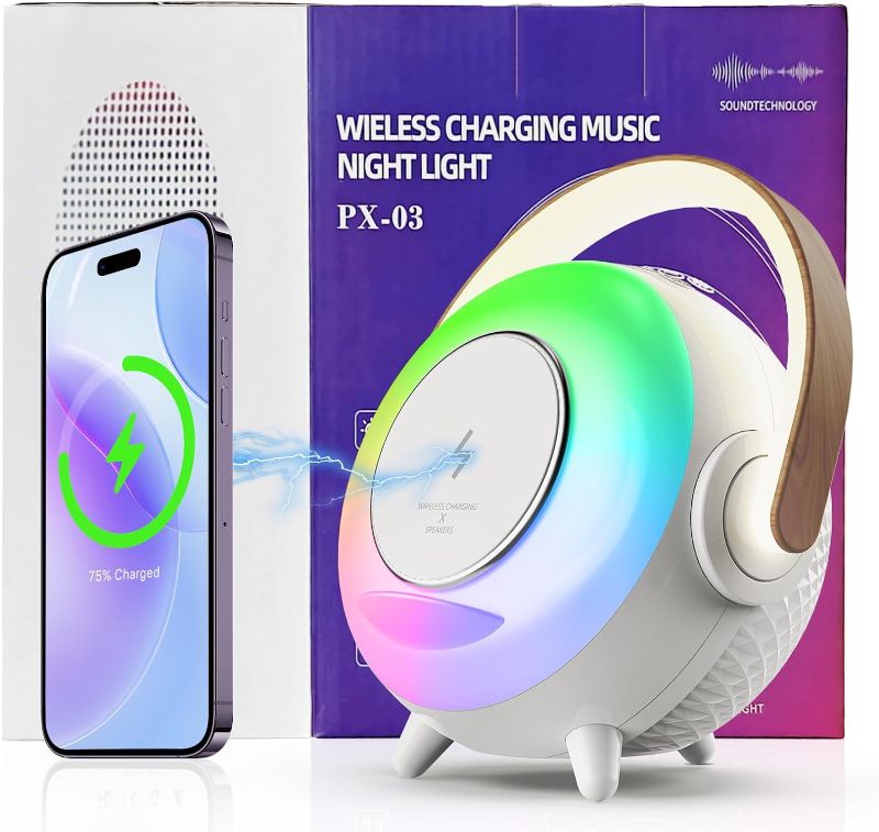 Photo 1 of 10W Wireless Charging Speaker - 4 in 1Night Light with Wireless Charger- wireless Charging Speaker Speaker, Phone Holder, Birthday Gifts for Women, Men, Mom