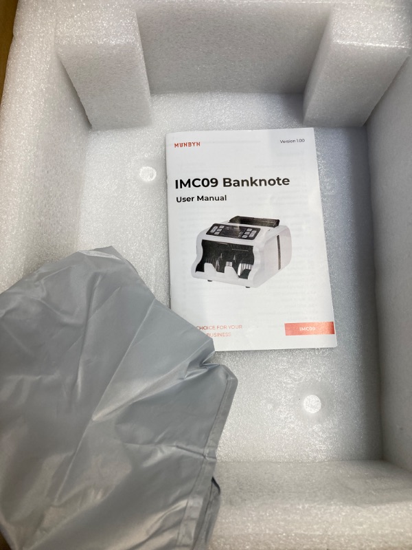 Photo 3 of MUNBYN IMC09 Mixed Denomination Money Counter Machine, Value Counting, UV/MG/IR/MT Bill Counter, 3.5" TFT Display Money Counting Machine, USD, EUR, MXN Cash Counter for Business, 2Y Warranty (White)