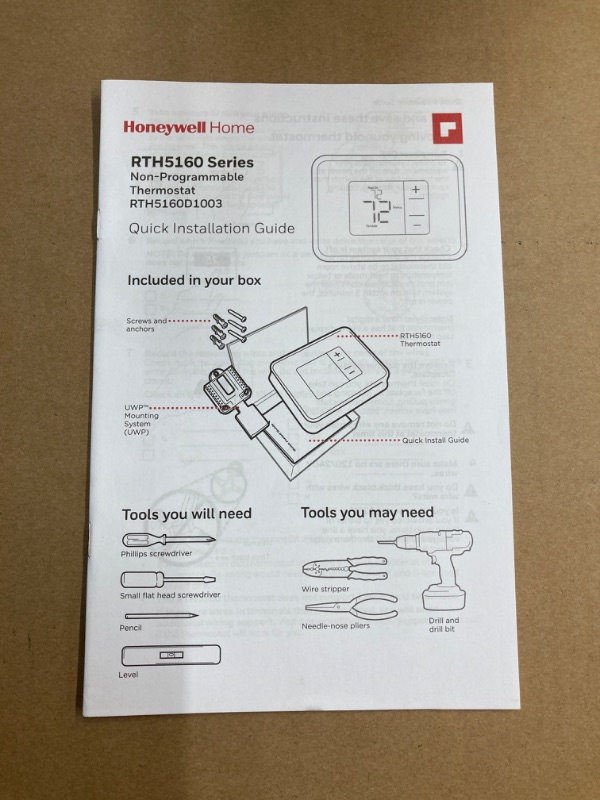 Photo 1 of ***SEE COMMENTS***Honeywell Home RTH5160D1003 Non-programmable Thermostat + Honeywell Home CG511A Medium Thermostat Guard Thermostat + Cover Guard