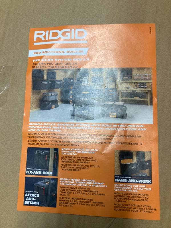 Photo 4 of ***SEE COMMENTS*** RIDGID Pro Gear System Gen 2.0 Stackable Durable 22 in. Modular Tool Box Storage With Heavy Duty Latches and Handles