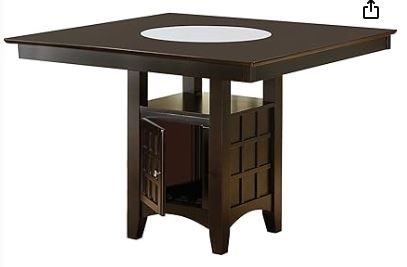 Photo 1 of Coaster Gabriel Counter Height Dining Table with Storage Pedestal Base Cappuccino