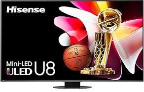 Photo 1 of Hisense 65-Inch Class U8 Series Mini-LED ULED 4K UHD Google Smart TV (65U8N, 2024 Model) - QLED, Native 144Hz, Full Array Local Dimming, Game Mode Pro, Alexa Compatibility