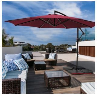 Photo 1 of ***FOR UMBRELLA*** JUSTLET 10' Outdoor Hanging Offset Cantilever Umbrella for Patio(No Base), Red