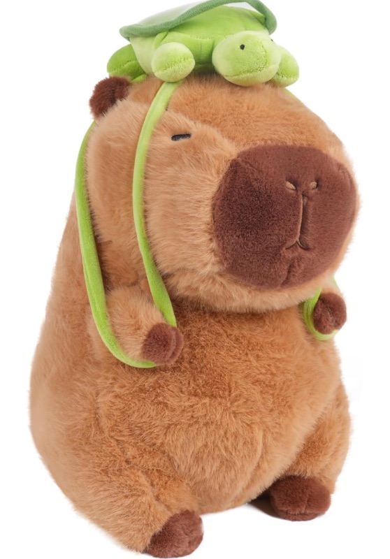 Photo 1 of 12inch Cute Capybara Plush with Turtle Backpack, Capybara Stuffed Animal Soft Capybara Plushies Toy Capybara Doll Pillow Birthday for Kids (with bag