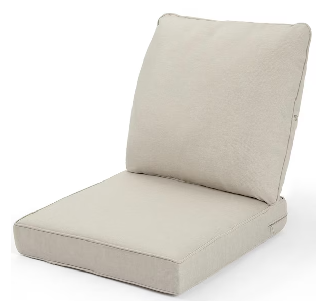 Photo 1 of 24 x 24 Outsunny Outdoor Patio Dining Chair Cushion and Back Pillow Set in Beige
