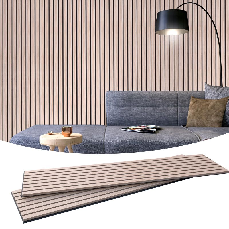 Photo 1 of NeatiEase 3D Wood Wall Panel, 94.5 Inch Soundproof Wall Panels for Interior Wall Decor Noise Cancelling, Wood Slat Acoustic Panels, Sound Absorbing Panel with Wood Finish (2 PCS, Natural Oak) 94.5 x 12.8 White Oak