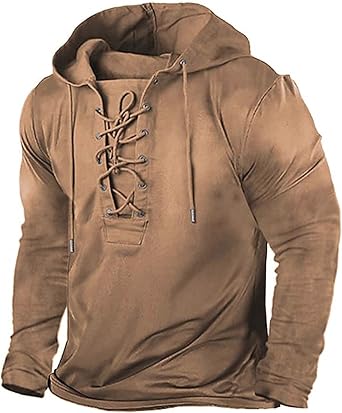 Photo 1 of Beotyshow Mens Distressed Tactical Hoodies Sweatshirts Rotro Lace Up Hooded Pullover Outdoor Sports Long/Short Sleeve Shirts Small Black