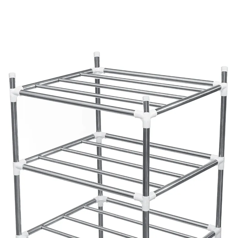 Photo 1 of 2 Tier Shelving Storage Shelves Rack with 4 Hooks, Heavy Duty Steel Kitchen Shelf Garage Pantry Closet Storage Wire Racks Shelving Unit, Silver