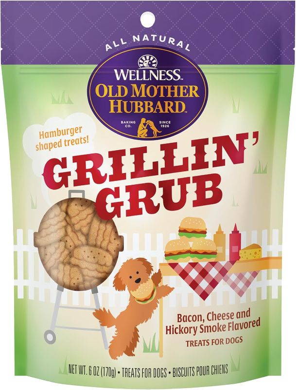 Photo 1 of 1 bag Old Mother Hubbard by Wellness Grillin' Grub Bacon, Cheese & Hickory Smoke Flavored Natural Dog Treats, Crunchy Oven-Baked Biscuits, Ideal for Training, 