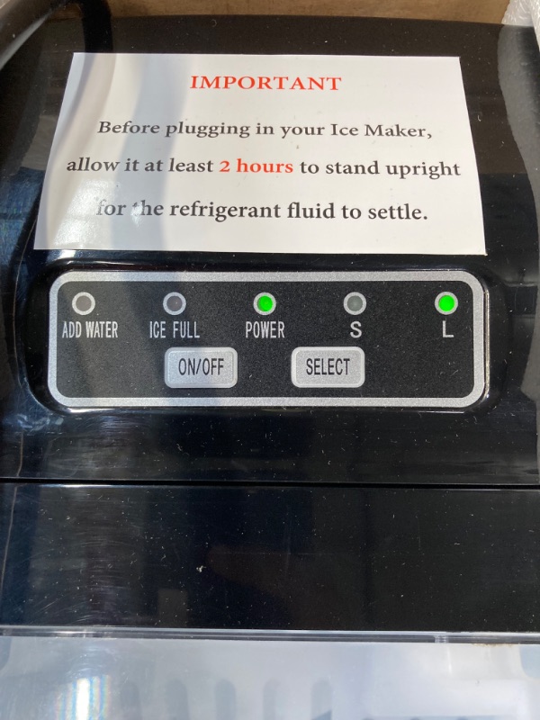 Photo 2 of ***scoop missing***AGLUCKY Ice Makers Countertop with Self-Cleaning, 26.5lbs/24hrs, 9 Cubes Ready in 6~8Mins, Portable Ice Machine with 2 Sizes Bullet Ice/Ice Scoop/Basket for Home/Kitchen/Office/Bar/Party, Black 26lbs/Day Black 1